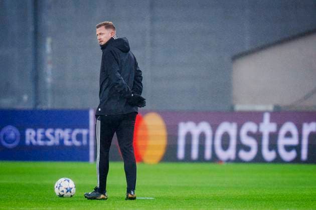 Head coach Jacob Neestrup during FC Copenhagen training on Monday 11 December 2023 FC Copenhagen meets Turkish Galatasaray in the Champions League on Tuesday Photo Liselotte Sabroe Ritzau Scanpix , Copenhagen Denmark  Copyright: Ritzau Scanpix LiselottexSabroex COP15259 spdk20231211-154323-L