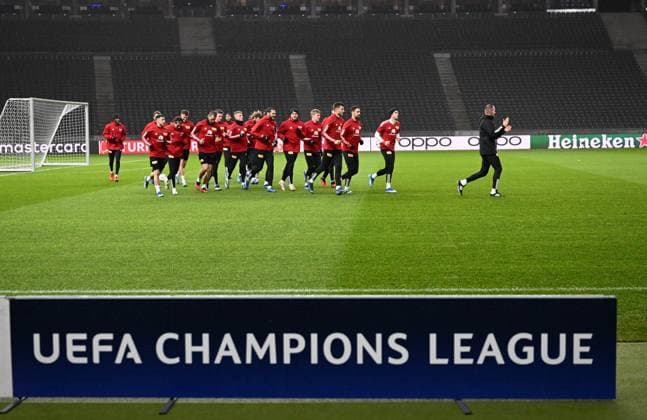 Football, Men, Season 2023 2024, UEFA Champions League Group C, Matchday 6 , 1 FC Union Berlin Real Madrid, Press conference training of Union at the Olympiastadion the day before the match, in the picture overview, 11 12 2023, Copyright: xMatthiasxKochx