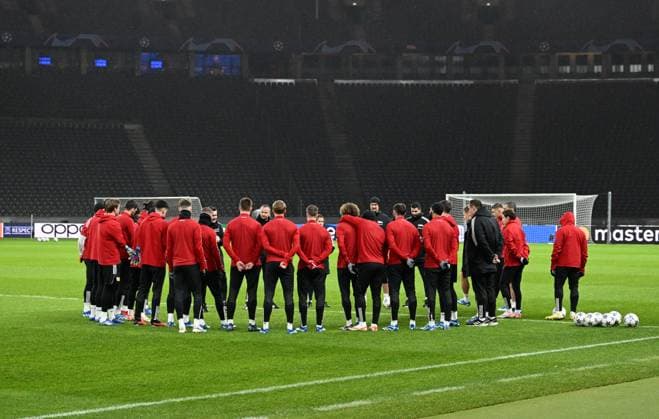 Football, Men, Season 2023 2024, UEFA Champions League Group C, Matchday 6 , 1 FC Union Berlin Real Madrid, Press conference training of Union at the Olympiastadion the day before the match, in the picture overview, 11 12 2023, Copyright: xMatthiasxKochx