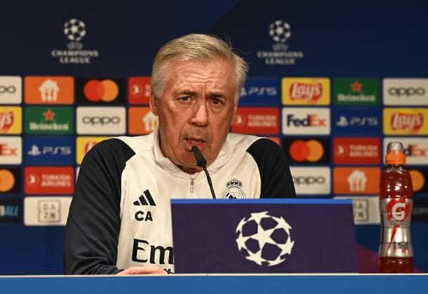 Football, Men, Season 2023 2024, UEFA Champions League Group C, Matchday 6 , 1 FC Union Berlin Real Madrid, Press conference training of Real Madrid in the Olympic Stadium the day before the match, in the picture coach Carlo Ancelotti Real Madrid , 11 12 2023, Copyright: xMatthiasxKochx