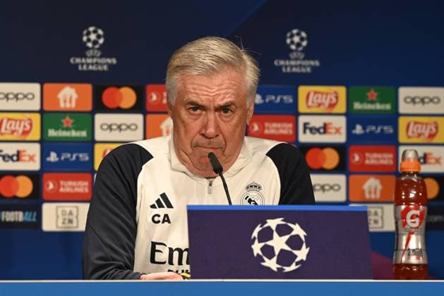 Football, Men, Season 2023 2024, UEFA Champions League Group C, Matchday 6 , 1 FC Union Berlin Real Madrid, Press conference training of Real Madrid in the Olympic Stadium the day before the match, in the picture coach Carlo Ancelotti Real Madrid , 11 12 2023, Copyright: xMatthiasxKochx