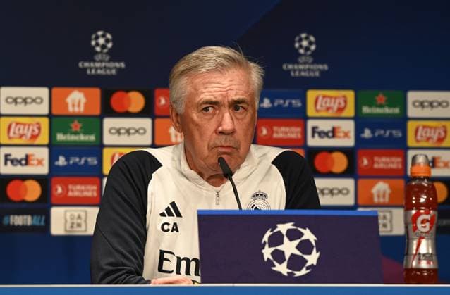 Football, Men, Season 2023 2024, UEFA Champions League Group C, Matchday 6 , 1 FC Union Berlin Real Madrid, Press conference training of Real Madrid in the Olympic Stadium the day before the match, in the picture coach Carlo Ancelotti Real Madrid , 11 12 2023, Copyright: xMatthiasxKochx