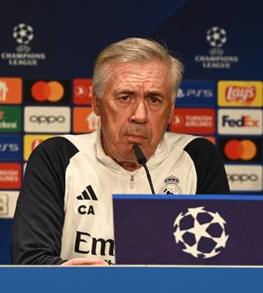 Football, Men, Season 2023 2024, UEFA Champions League Group C, Matchday 6 , 1 FC Union Berlin Real Madrid, Press conference training of Real Madrid in the Olympic Stadium the day before the match, in the picture coach Carlo Ancelotti Real Madrid , 11 12 2023, Copyright: xMatthiasxKochx