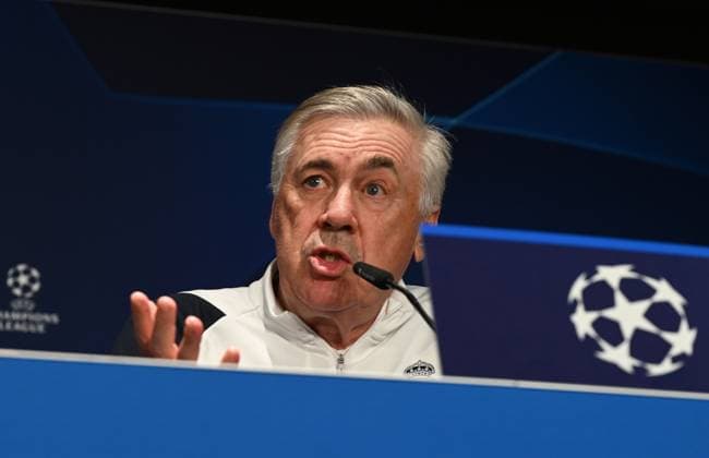 Football, Men, Season 2023 2024, UEFA Champions League Group C, Matchday 6 , 1 FC Union Berlin Real Madrid, Press conference training of Real Madrid in the Olympic Stadium the day before the match, in the picture coach Carlo Ancelotti Real Madrid , 11 12 2023, Copyright: xMatthiasxKochx