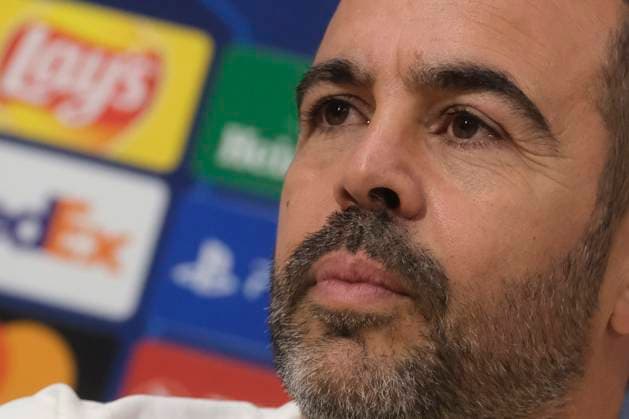 press conference, PK, Pressekonferenz Braga CL Braga™s Portuguese midfielder Andre Horta and Braga™s Portuguese coach Artur Jorge During press conference Braga before UEFA Champions League match against SSC Napoli at the Diego Armando Maradona stadium December 11, 2023, in Naples, Italy. DSCF3852 Copyright: xAntonioxBalascox