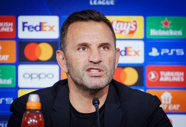 Galatasaray with head coach Okan Buruk will give a press conference on Monday 11 December 2023 in Copenhagen Galatasaray meets FC Copenhagen in the Champions League in the Park on Tuesday Photo Liselotte Sabroe Ritzau Scanpix , Copenhagen Denmark  Copyright: Ritzau Scanpix LiselottexSabroex COP15260 spdk20231211-191249-L