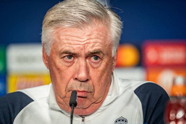UEFA Champions League press conference and training Real Madrid Berlin, 11 12 2023 Carlo Ancelotti coach Real Madrid UEFA Champions League press conference and training Real Madrid before the match 1 FC Union Berlin vs Real Madrid, Olympiastadion, Berlin, 11 12 2023 Copyright: xBEAUTIFULxSPORTS LucianoxLimax