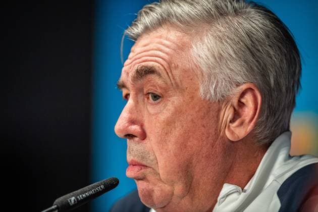 UEFA Champions League press conference and training Real Madrid Berlin, 11 12 2023 Carlo Ancelotti coach Real Madrid UEFA Champions League press conference and training Real Madrid before the match 1 FC Union Berlin vs Real Madrid, Olympiastadion, Berlin, 11 12 2023 Copyright: xBEAUTIFULxSPORTS LucianoxLimax