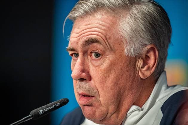 UEFA Champions League press conference and training Real Madrid Berlin, 11 12 2023 Carlo Ancelotti coach Real Madrid UEFA Champions League press conference and training Real Madrid before the match 1 FC Union Berlin vs Real Madrid, Olympiastadion, Berlin, 11 12 2023 Copyright: xBEAUTIFULxSPORTS LucianoxLimax