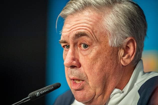 UEFA Champions League press conference and training Real Madrid Berlin, 11 12 2023 Carlo Ancelotti coach Real Madrid UEFA Champions League press conference and training Real Madrid before the match 1 FC Union Berlin vs Real Madrid, Olympiastadion, Berlin, 11 12 2023 Copyright: xBEAUTIFULxSPORTS LucianoxLimax