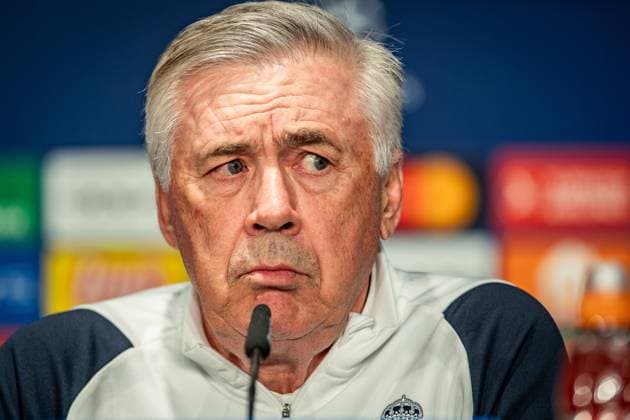 UEFA Champions League press conference and training Real Madrid Berlin, 11 12 2023 Carlo Ancelotti coach Real Madrid UEFA Champions League press conference and training Real Madrid before the match 1 FC Union Berlin vs Real Madrid, Olympiastadion, Berlin, 11 12 2023 Copyright: xBEAUTIFULxSPORTS LucianoxLimax