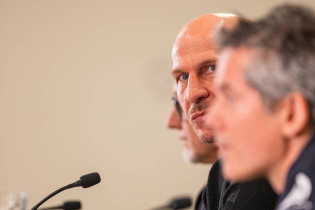 SOCCER - UEFA CL, RBS vs Benfica SALZBURG,AUSTRIA,11.DEC.23 - SOCCER - UEFA Champions League, group stage, Red Bull Salzburg vs SL Benfica, preview, press conference, PK, Pressekonferenz RBS. Image shows head coach Gerhard Struber (RBS).  GEPAxpictures xAistexRidikaite