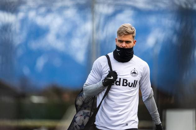 SOCCER - UEFA CL, RBS vs Benfica SALZBURG,AUSTRIA,11.DEC.23 - SOCCER - UEFA Champions League, group stage, Red Bull Salzburg vs SL Benfica, preview, training RBS. Image shows Leandro Morgalla (RBS).  GEPAxpictures xAistexRidikaite