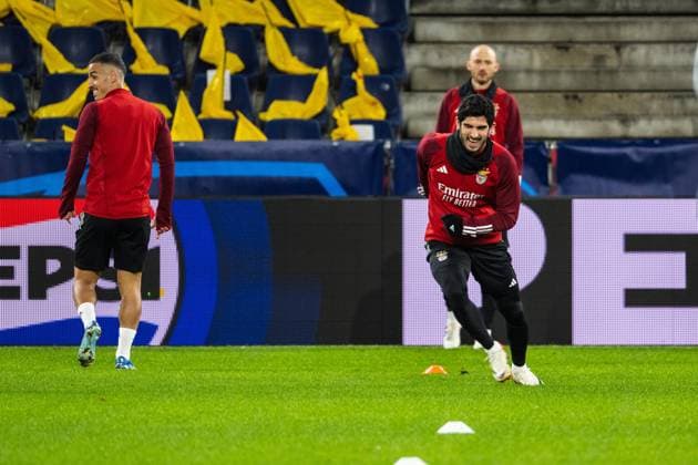 SOCCER - UEFA CL, RBS vs Benfica SALZBURG,AUSTRIA,11.DEC.23 - SOCCER - UEFA Champions League, group stage, Red Bull Salzburg vs SL Benfica, preview, training Benfica. Image shows Goncalo Guedes (Benfica).  GEPAxpictures xAistexRidikaite
