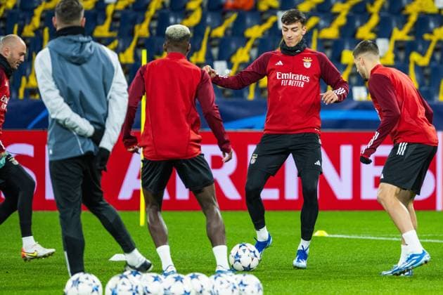 SOCCER - UEFA CL, RBS vs Benfica SALZBURG,AUSTRIA,11.DEC.23 - SOCCER - UEFA Champions League, group stage, Red Bull Salzburg vs SL Benfica, preview, training Benfica. Image shows Petar Musa (Benfica).  GEPAxpictures xAistexRidikaite