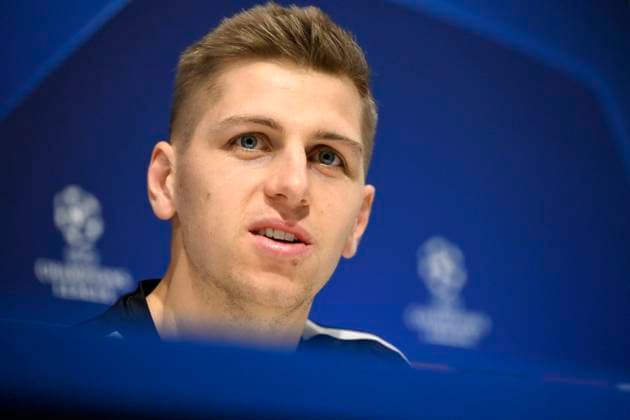 Royal Antwerp FC v FC Barcelona, Barca - UEFA Champions League Media Activities 12 12 2023 DEURNE, BELGIUM - DECEMBER 12 : Butez Jean goalkeeper of Antwerp FC talking to the press during a press conference, PK, Pressekonferenz prior to the UEFA Champions League group H match between Royal Antwerp FC and FC Barcelona on December 12, 2023 in Deurne, Belgium, 12 12 2023 Deurne Belgium  Copyright: xVincentxKalutx