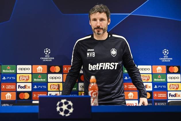 Antwerp s head coach Mark van Bommel pictured during a press conference, PK, Pressekonferenz of Belgian soccer team Royal Antwerp FC, on Tuesday 12 December 2023 in Antwerp. The team is preparing for tomorrow s game against Spanish club FC Barcelona, Barca on day six of the Champions League group stage, in group H. TOM GOYVAERTS TomxGoyvaerts  x82156889x