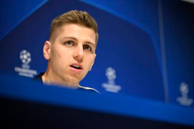 Royal Antwerp FC v FC Barcelona, Barca - UEFA Champions League Media Activities 12 12 2023 DEURNE, BELGIUM - DECEMBER 12 : Butez Jean goalkeeper of Antwerp FC talking to the press during a press conference, PK, Pressekonferenz prior to the UEFA Champions League group H match between Royal Antwerp FC and FC Barcelona on December 12, 2023 in Deurne, Belgium, 12 12 2023 Deurne Belgium  Copyright: xVincentxKalutx