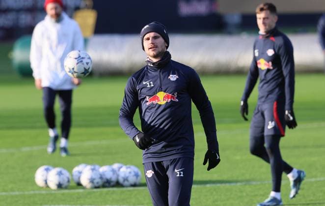 RB Leipzig training Champions League Leipzig, 12 12 2023, RB training center, UEFA Champions League , RB Leipzig final training on the day before RBL v Young Boys Bern , In the picture Timo Werner 11, RB Leipzig , Picture Point