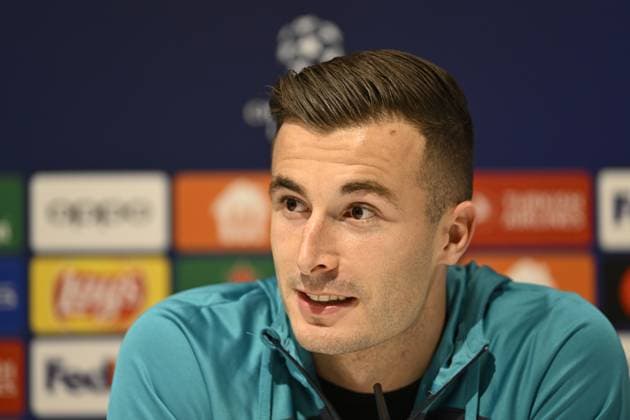 Barcelona s Inaki Pena pictured during a press conference, PK, Pressekonferenz of Spanish club FC Barcelona, Barca on Tuesday 12 December 2023 in Antwerp. The team is preparing for tomorrow s game against Belgian soccer team Royal Antwerp FC, on day six of the Champions League group stage, in group H. TOM GOYVAERTS TomxGoyvaerts  x82173267x