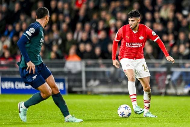 EINDHOVEN, 12-12-2023, Philips Stadion, UEFA Champions League Football, season 2023 2024, Match between PSV and Arsenal. PSV player Ricardo Pepi PSV - Arsenal  x23496592x Copyright: