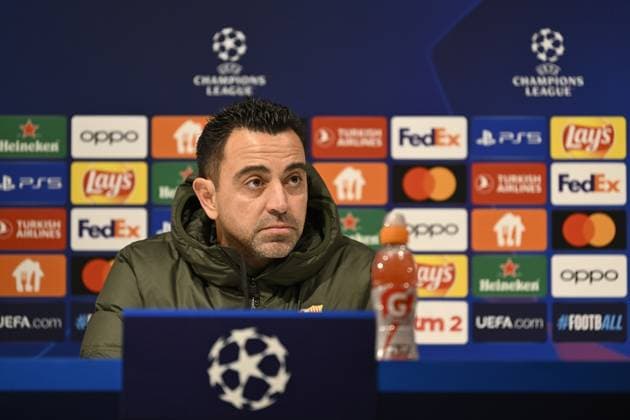 Barcelona s head coach Xavi pictured during a press conference, PK, Pressekonferenz of Spanish club FC Barcelona, Barca on Tuesday 12 December 2023 in Antwerp. The team is preparing for tomorrow s game against Belgian soccer team Royal Antwerp FC, on day six of the Champions League group stage, in group H. TOM GOYVAERTS TomxGoyvaerts  x82177058x