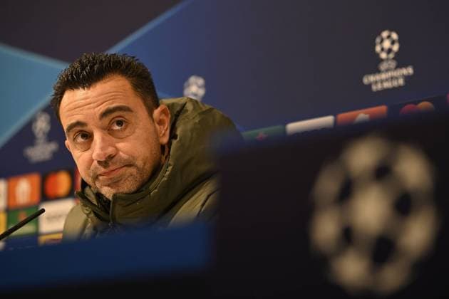 Sport Bilder des Tages Barcelona s head coach Xavi pictured during a press conference, PK, Pressekonferenz of Spanish club FC Barcelona, Barca on Tuesday 12 December 2023 in Antwerp. The team is preparing for tomorrow s game against Belgian soccer team Royal Antwerp FC, on day six of the Champions League group stage, in group H. TOM GOYVAERTS TomxGoyvaerts  x82177109x