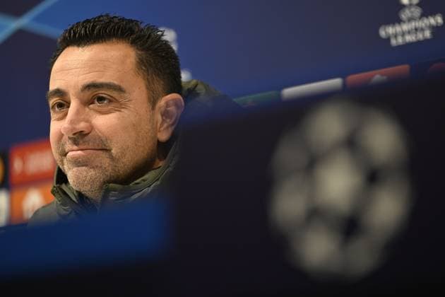 Barcelona s head coach Xavi pictured during a press conference, PK, Pressekonferenz of Spanish club FC Barcelona, Barca on Tuesday 12 December 2023 in Antwerp. The team is preparing for tomorrow s game against Belgian soccer team Royal Antwerp FC, on day six of the Champions League group stage, in group H. TOM GOYVAERTS TomxGoyvaerts  x82177130x