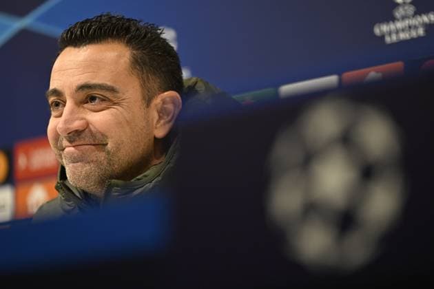 Barcelona s head coach Xavi pictured during a press conference, PK, Pressekonferenz of Spanish club FC Barcelona, Barca on Tuesday 12 December 2023 in Antwerp. The team is preparing for tomorrow s game against Belgian soccer team Royal Antwerp FC, on day six of the Champions League group stage, in group H. TOM GOYVAERTS TomxGoyvaerts  x82177161x