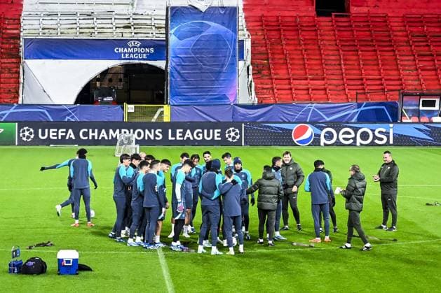 FC Barcelona, Barca players pictured during a training of Spanish club FC Barcelona, on Tuesday 12 December 2023 in Antwerp. The team is preparing for tomorrow s game against Belgian soccer team Royal Antwerp FC, on day six of the Champions League group stage, in group H. TOM GOYVAERTS TomxGoyvaerts  x82177895x