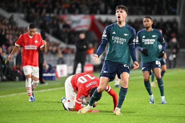 Eindhoven, Philips Stadion, 12 12 23, GER, Men, UEFA Champions League, Season 2023 2024, PSV Eindhoven Arsenal FC Picture Kai HAVERTZ Arsenal Only for editorial use UEFA regulations prohibit any use of photographs as image sequences and or quasi video North Brabant Netherlands