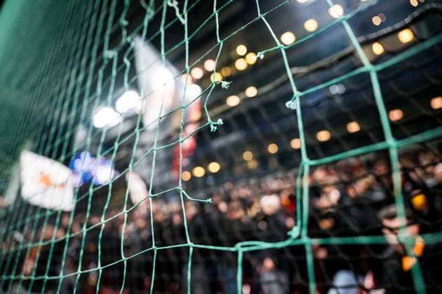 231212 Safety net infront of Galatasaray supporters ahead of the UEFA Champions League football match between FC Copenhagen and Galatasaray on December 12, 2023 in Copenhagen Photo Petter Arvidson BILDBYRAN kod PA PA0704 fotboll football soccer fotball champions league fc copenhagen galatasaray bbeng  Copyright: PETTERxARVIDSON BB231212PA002