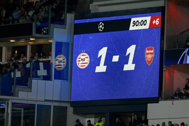 EINDHOVEN, 12-12-2023, Philips Stadium, UEFA Champions League season 2023 24, match between PSV and Arsenal, 1-1 and 6 minutes extra time PSV - Arsenal  x23497172x Copyright: