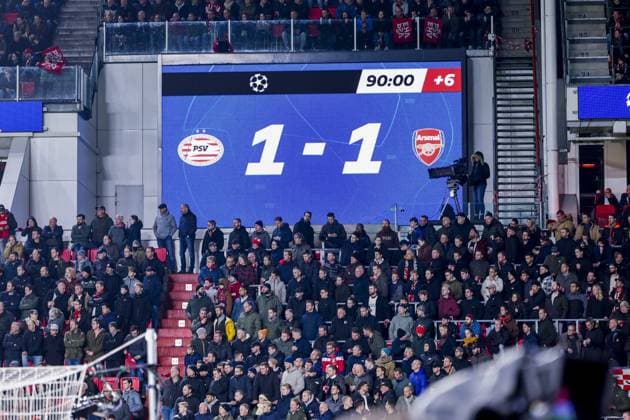 EINDHOVEN, 12-12-2023, Philips Stadium, UEFA Champions League season 2023 24, match between PSV and Arsenal, end score 1-1 PSV - Arsenal  x23497193x Copyright: