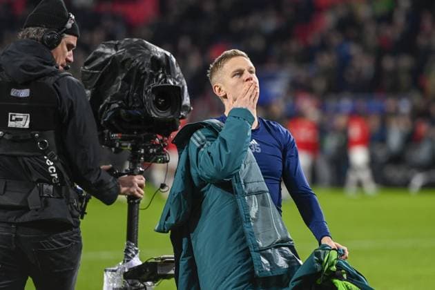 EINDHOVEN, 12-12-2023, Philips Stadion, UEFA Champions League Football, season 2023 2024, Match between PSV and Arsenal. Arsenal player Oleksandr Zinchenko PSV - Arsenal  x23497194x Copyright: