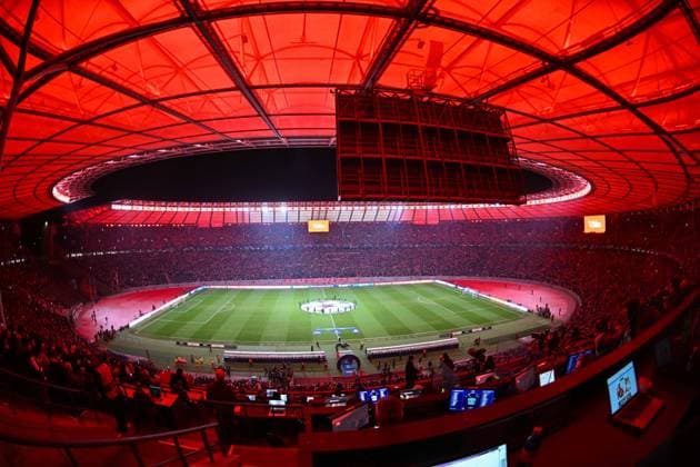 Football, Men, Season 2023 2024, UEFA Champions League Group C, Matchday 6 , 1 FC Union Berlin Real Madrid, v l The stadium shines in red , 12 12 2023, Copyright: xMatthiasxKochx