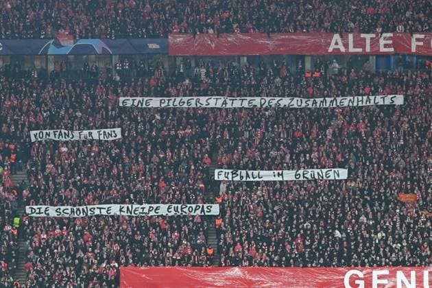 Football, Men, Season 2023 2024, UEFA Champions League Group C, Matchday 6 , 1 FC Union Berlin Real Madrid, v l The fans of 1 FC Union Berlin with banners , 12 12 2023, Copyright: xMatthiasxKochx