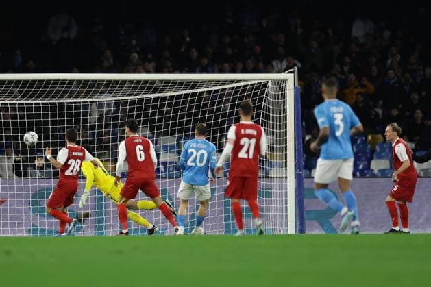 Braga s Turkish defender Serdar Saatci autogoal during the Uefa champions league match between SSC Napoli vs Braga at the Diego Armando Maradona Stadium in Naples, southern Italy, on December 12, 2023.  Copyright: xAntonioxBalasco IPAxSportx xipa-x xx IPA_42175909 IPA_Agency_IPA42175909