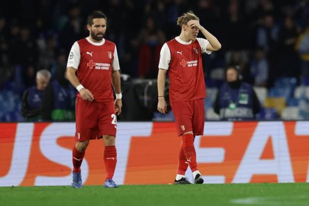 Braga s Turkish defender Serdar Saatci looks dejected during the Uefa champions league match between SSC Napoli vs Braga at the Diego Armando Maradona Stadium in Naples, southern Italy, on December 12, 2023.  Copyright: xAntonioxBalasco IPAxSportx xipa-x xx IPA_42176007 IPA_Agency_IPA42176007