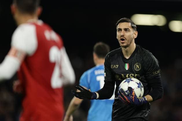 SSC Napoli s Italian goalkeeper Alex Meret controls the ball during the Uefa champions league match between SSC Napoli vs Braga at the Diego Armando Maradona Stadium in Naples, southern Italy, on December 12, 2023.  Copyright: xAntonioxBalasco IPAxSportx xipa-x xx IPA_42176283 IPA_Agency_IPA42176283