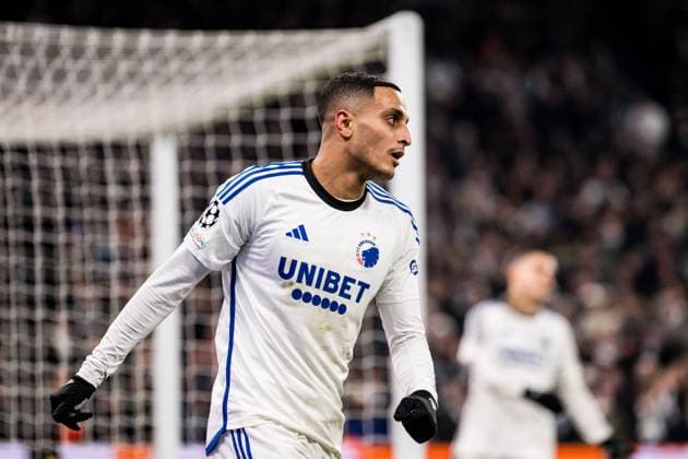 231212 Elias Achouri of FC Copenhagen looks dejected during the UEFA Champions League football match between FC Copenhagen and Galatasaray on December 12, 2023 in Copenhagen Photo Petter Arvidson BILDBYRAN kod PA PA0704 fotboll football soccer fotball champions league fc copenhagen galatasaray bbeng depp  Copyright: PETTERxARVIDSON BB231212PA050