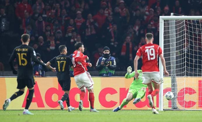 12 12 2023, Football UEFA Champions League 2023 2024, Group stage, Matchday 6, 1 FC Union Berlin Real Madrid, at Olympiastadion Berlin Goal to 1 0 by scorer Kevin Volland mi , Union Berlin DFL and DFB regulations prohibit any use of photographs as image sequences and or quasi video