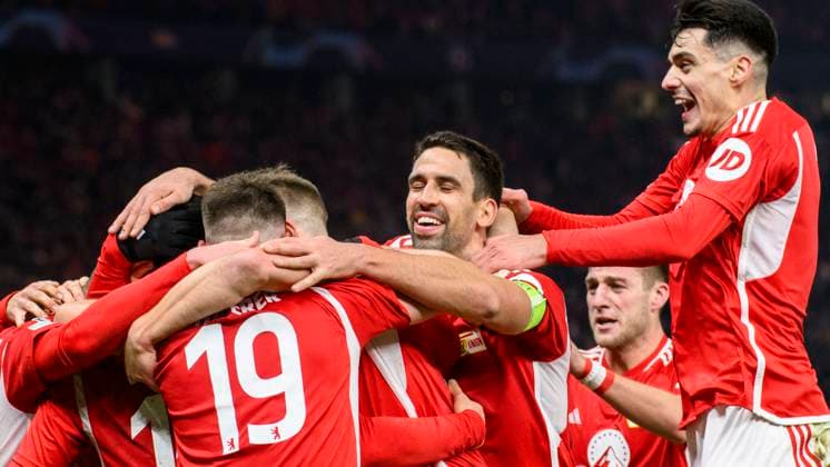 Kevin Volland 1 FC Union Berlin, 10 , 1 0, goal, goal, hit, in, jubilation, goal celebration, joy, enthusiasm, GER, 1 FC Union Berlin vs Real Madrid, UEFA Champions League, 6 group match, 2023 2024 season, 12 12 2023, DFL REGULATIONS PROHIBIT ANY USE OF PHOTOGRAPHS AS IMAGE SEQUENCES AND OR QUASI VIDEO, GER, Berlin, 1 FC Union Berlin vs 1 FC Union Berlin vs Real Madrid, UEFA Champions League, 6 group match, 2023 2024 season, 12 12 2023, xukhx, Copyright: xUwexKoch Eibner-Pressefotox EP_UKH
