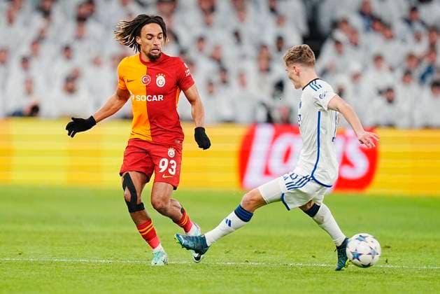 Galatasaray s Sacha Boey 93 during the Champions League FC Copenhagen Galatasaray SK in the Park on Tuesday 12 December 2023 Photo Liselotte Sabroe Scanpix 2023 , Copenhagen Denmark  Copyright: LiselottexSabroex COP14438 spdk20231212-210751-L
