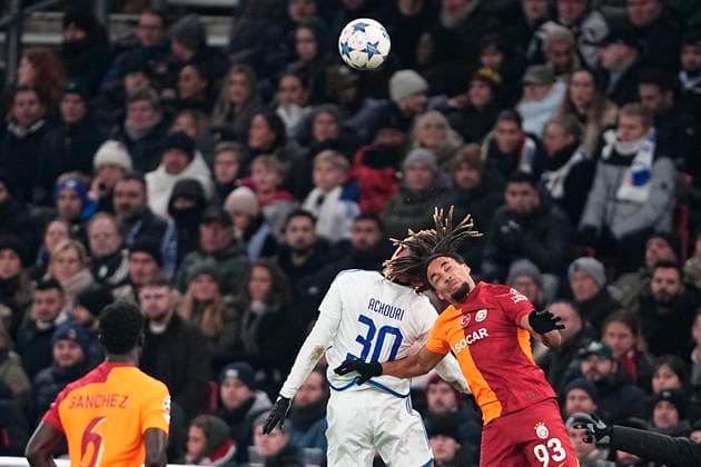 FC Koebenhavns Elias Achouri and Galatasarays Sacha Boey during the Champions League match between FC Koebenhavn and Galatasaray SK in the sixth round of group A at Parken, Koebenhavn, Tuesday, December 12, 2023 , Copenhagen Denmark  Copyright: MadsxClausxRasmussenx COP14438 spdk20231212-212532-L