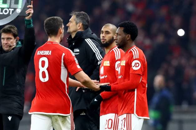 12 12 2023, xtgx, Football UEFA Champions League, Union Berlin Real Madrid emspor, v l Rani Khedira 1 FC Union Berlin Aissa Laidouni 1 FC Union Berlin Sheraldo Becker 1 FC Union Berlin DFL DFB REGULATIONS PROHIBIT ANY USE OF PHOTOGRAPHS as IMAGE SEQUENCES and or QUASI VIDEO Berlin