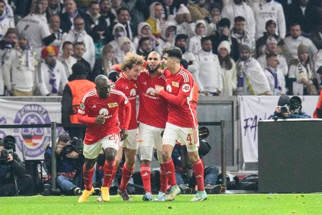 Alex Kral 1 FC Union Berlin, 33 , celebrates his goal to 2 2, goal, hit, in, jubilation, goal celebration, joy, enthusiasm, GER, 1 FC Union Berlin vs Real Madrid, UEFA Champions League, 6 group match, season season 2023 2024, 12 12 2023, DFL REGULATIONS PROHIBIT ANY USE OF PHOTOGRAPHS AS IMAGE SEQUENCES AND OR QUASI VIDEO, GER, Berlin, 1 FC Union Berlin vs 1 FC Union Berlin vs Real Madrid, UEFA Champions League, 6 group match, 2023 2024 season, 12 12 2023, xukhx, Copyright: xUwexKoch Eibner-Pressefotox EP_UKH