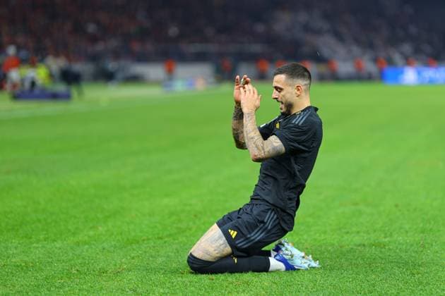 2023.12.12 Berlin Pilka nozna UEFA Liga Mistrzow Union Berlin - Real Madryt N z Joselu bramka gol radosc na 2-1 Foto Pawel Andrachiewicz PressFocus 2023.12.12 Berlin Football UEFA Champions League Union Berlin - Real Madrid Joselu bramka gol radosc na 2-1 Credit: Pawel Andrachiewicz PressFocus NEWSPIX.PL --- Newspix.pl  20231212_PF_PA100