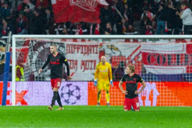 SOCCER - UEFA CL, RBS vs Benfica SALZBURG,AUSTRIA,12.DEC.23 - SOCCER - UEFA Champions League, group stage, Red Bull Salzburg vs SL Benfica. Image shows the dissapointment of Mads Bidstrup (RBS).  GEPAxpictures xGintarexKarpaviciute