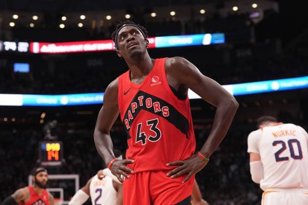 November 29, 2023, Toronto, ON, Canada: Toronto Raptors Pascal Siakam reacts during NBA, Basketball Herren, USA basketball action against the Phoenix Suns in Toronto on Wednesday, November 29 2023. Siakam can t deny that the Toronto Raptors have taken some hard knocks after after a four-game skid and six losses in their past seven games. Canada News - November 29, 2023  - ZUMAc35_ 20231129_zaf_c35_120 Copyright: xChrisxYoungx